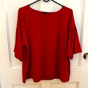 EILEEN FISHER Red Silk Blouse